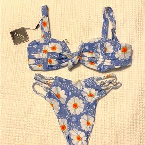 Brand New Light Blue Swimsuit with White Daisy’s